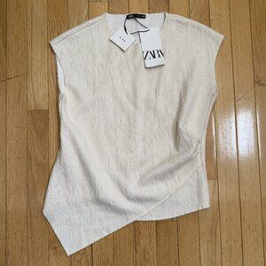ZARA Wool-Blend Asymmetrical Sleeveless Sweater – Size M – Cream – NWT